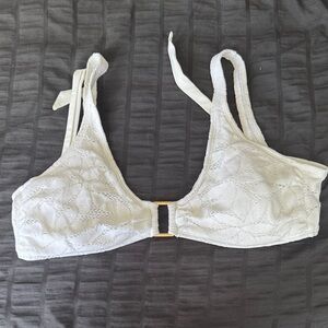 Aerie White Bikini Top with Gold Detail